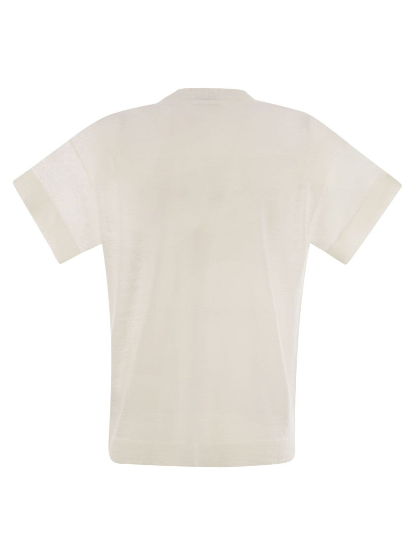 Brunello Cucinelli Linen-Blend T-Shirt With Shiny Pocket Detail