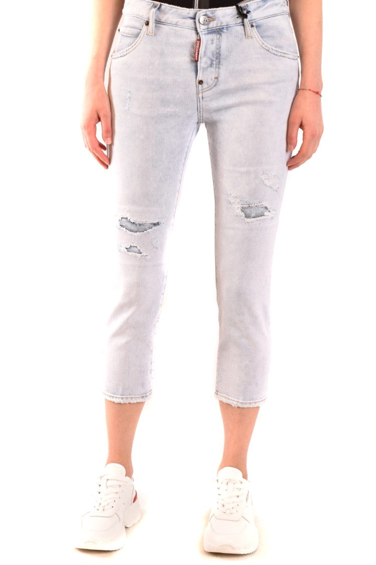 Dsquared2 Distressed Light Denim Cropped Jeans