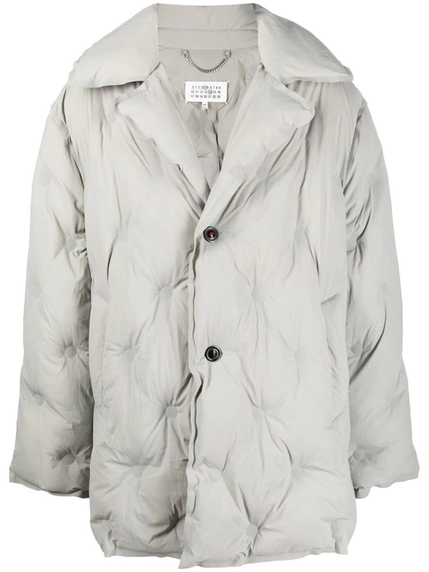 Maison Margiela Quilted Grey Puffer Jacket With Oversized Fit And Classic Collar