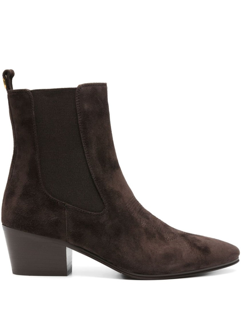 Twin-Set Mid-Calf Suede Boots With Block Heel