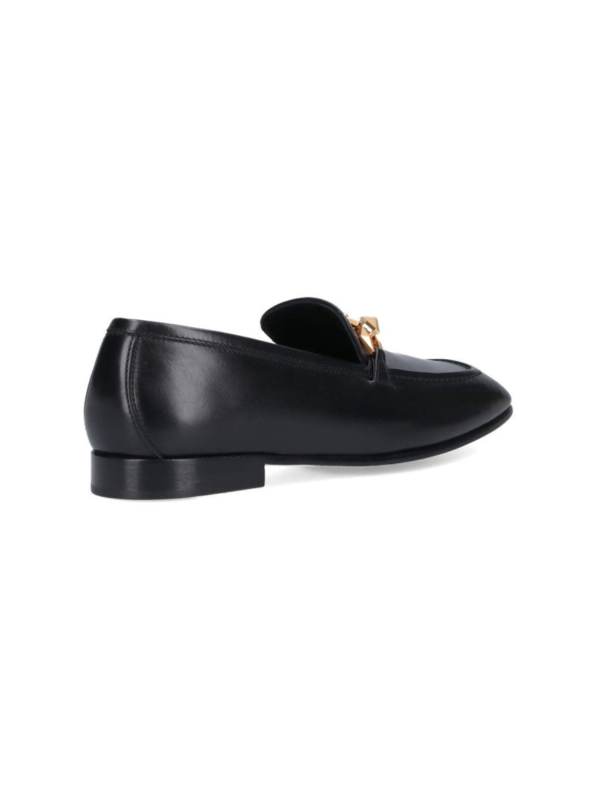 Jimmy Choo "Diamond Tilda" Loafers In Black Hammered Leather