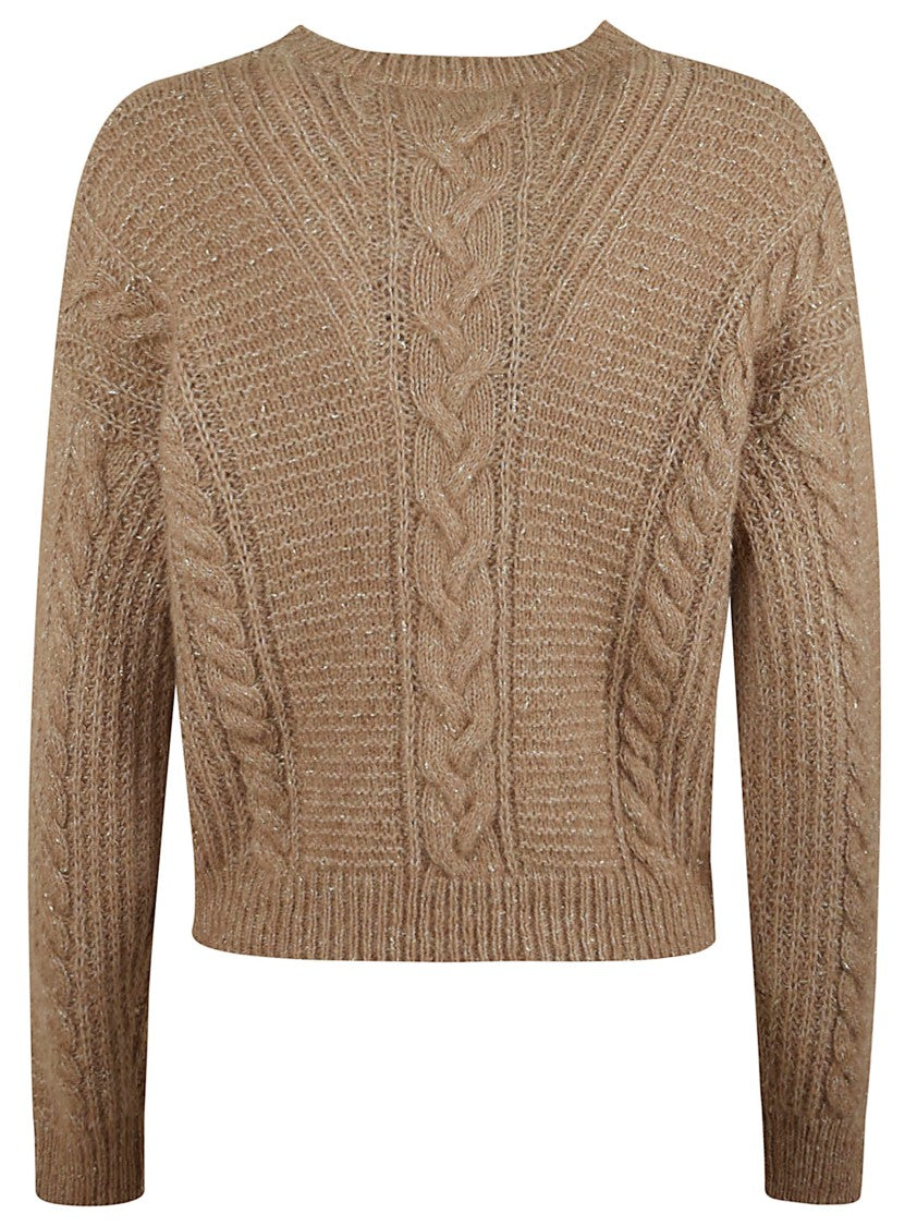 Max Mara Camel Alpaca Blend Sweater With Lurex Accents