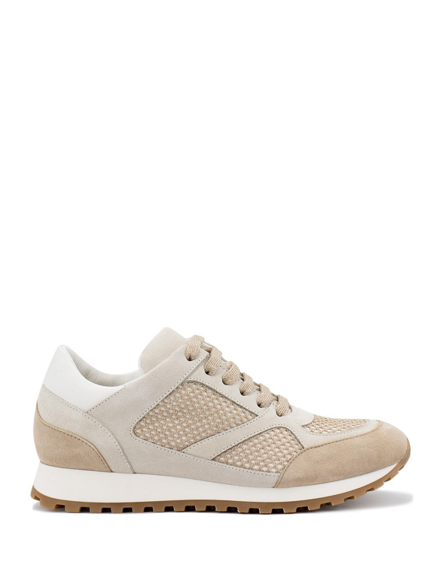 Panicale Contrasting Textures And Elevated Sole Sneakers