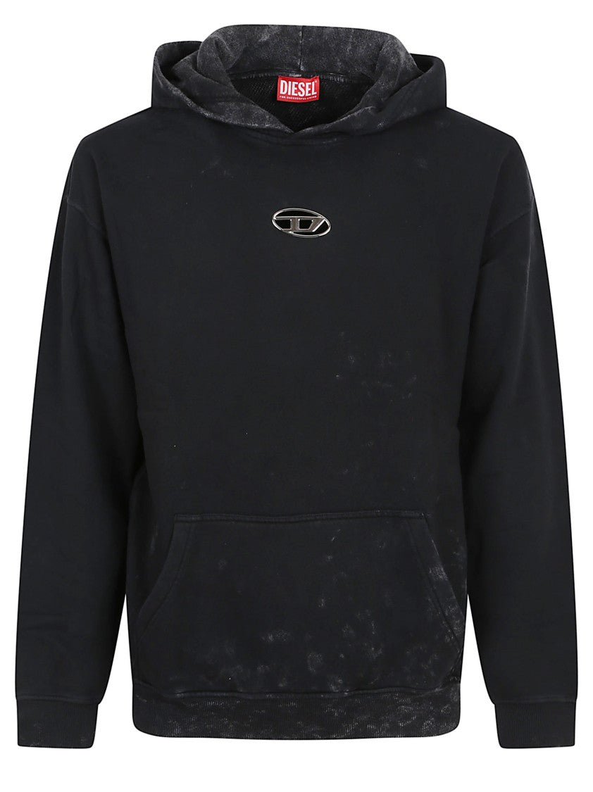 Diesel Black Distressed Hooded Sweatshirt