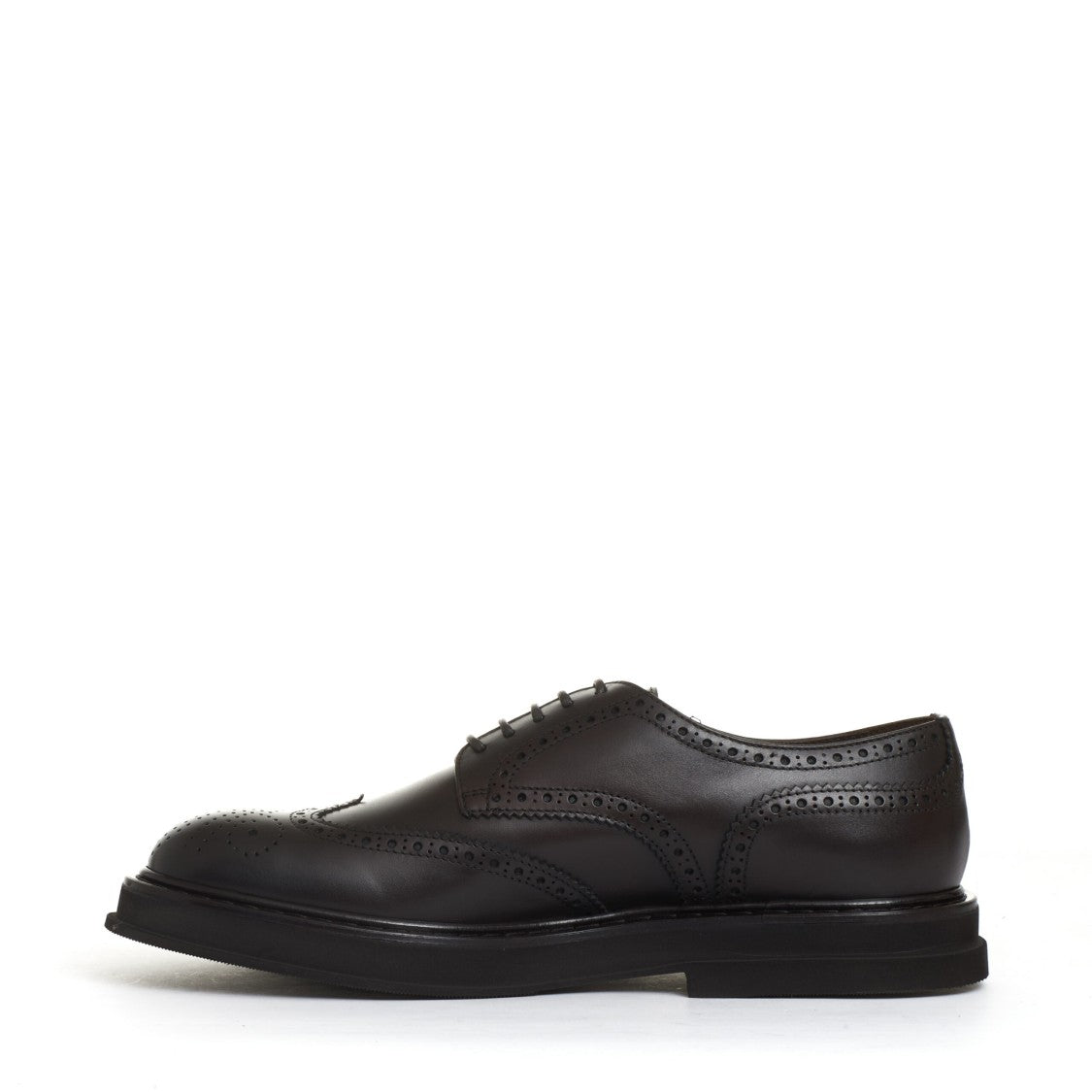 Doucal's Brown Leather Lace-Up With Holes