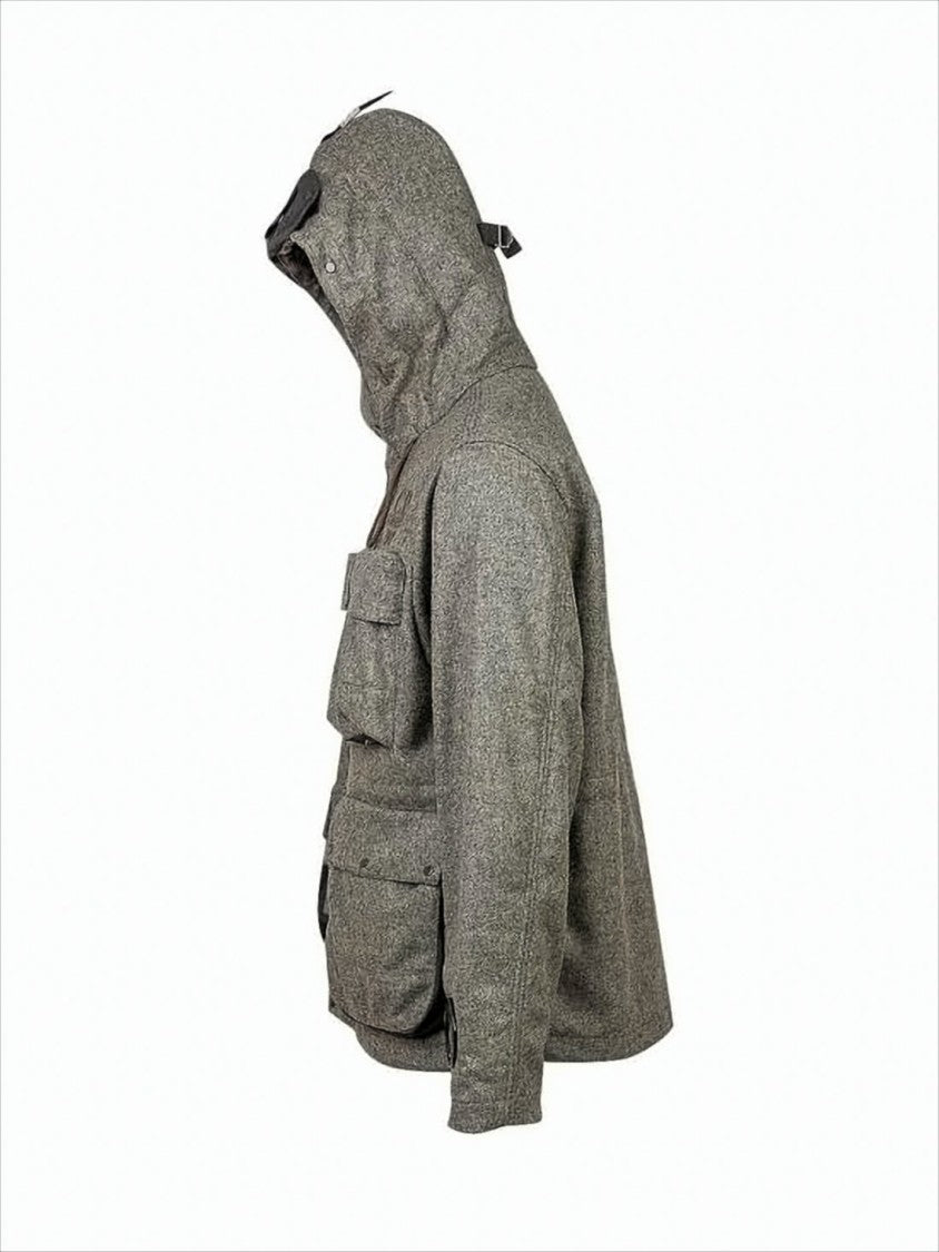 C.P. Company Textured Wool Jacket With Integrated Goggles And Round Lens Patch