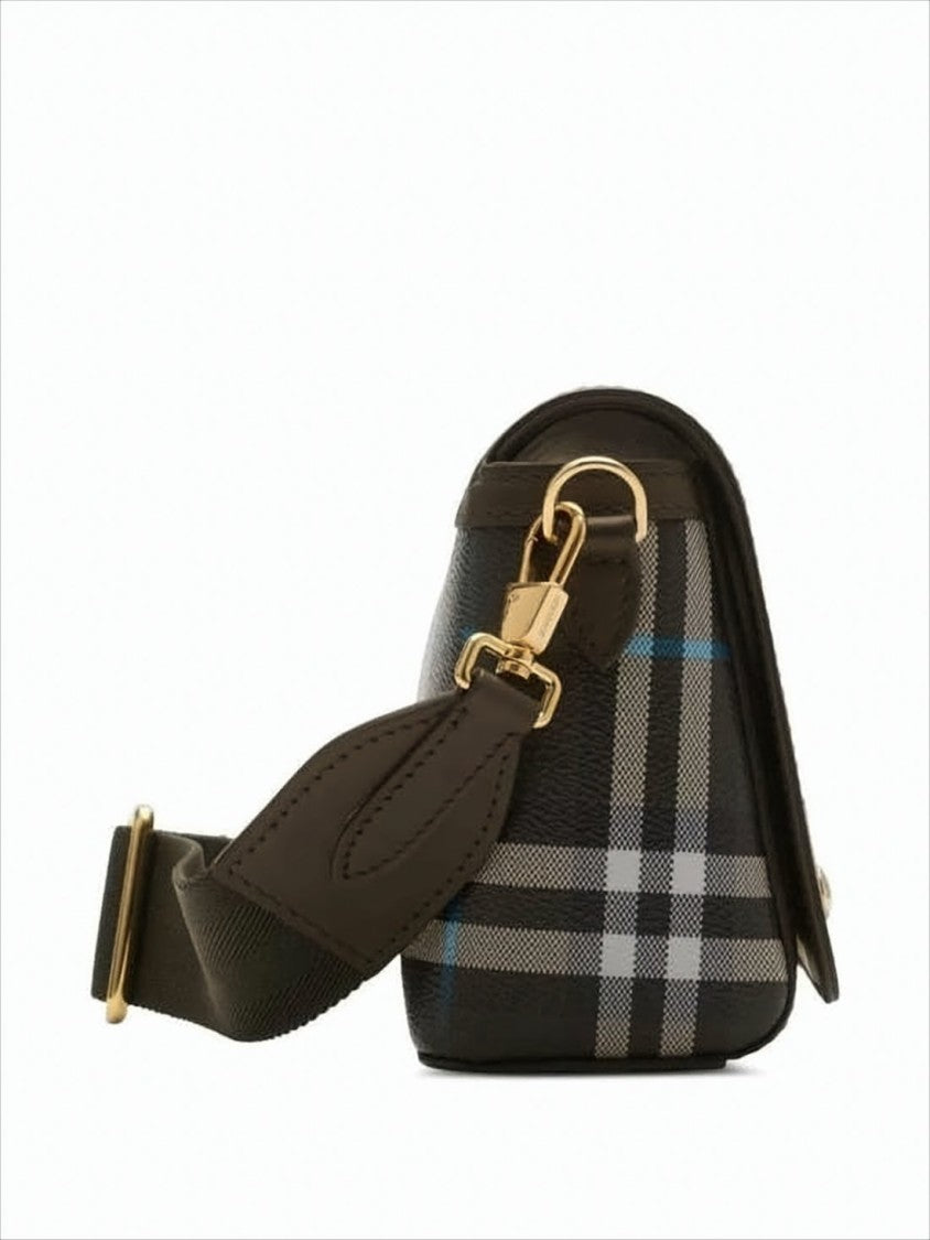 Burberry Structured Dark-Tone Check Crossbody Bag