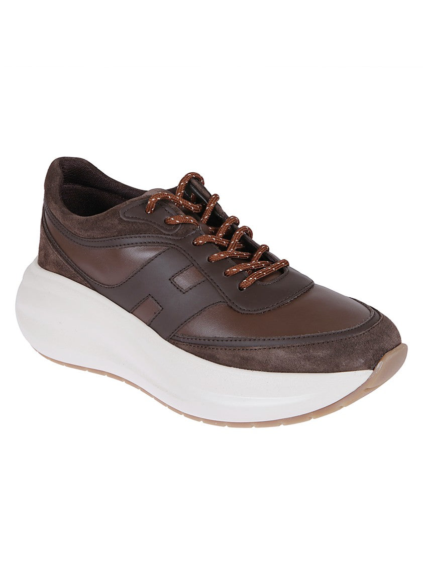 Hogan Brown Suede And Nappa Leather Sneakers