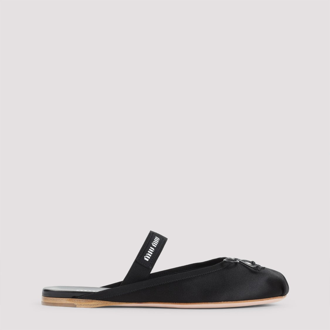 Miu Miu Rounded Toe Black Sandals With Elastic Strap