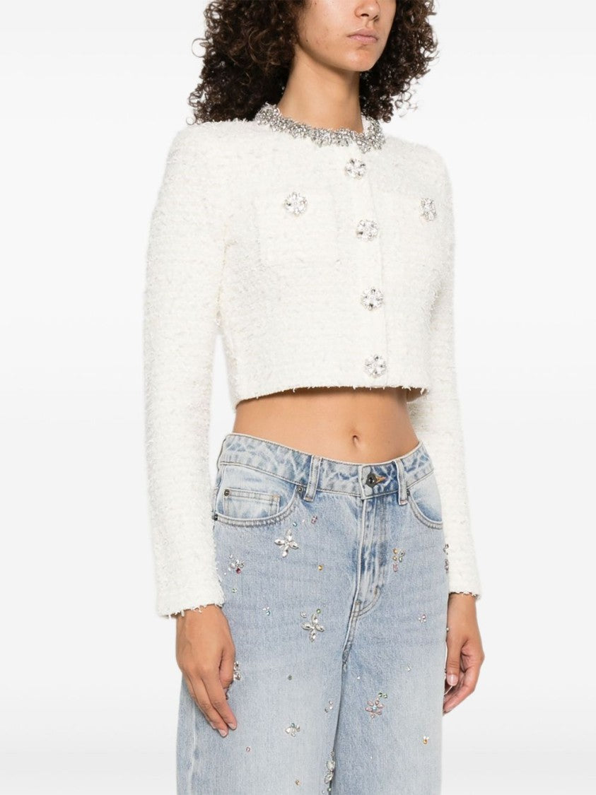 Self-Portrait Cream Textured Knit Cardigan