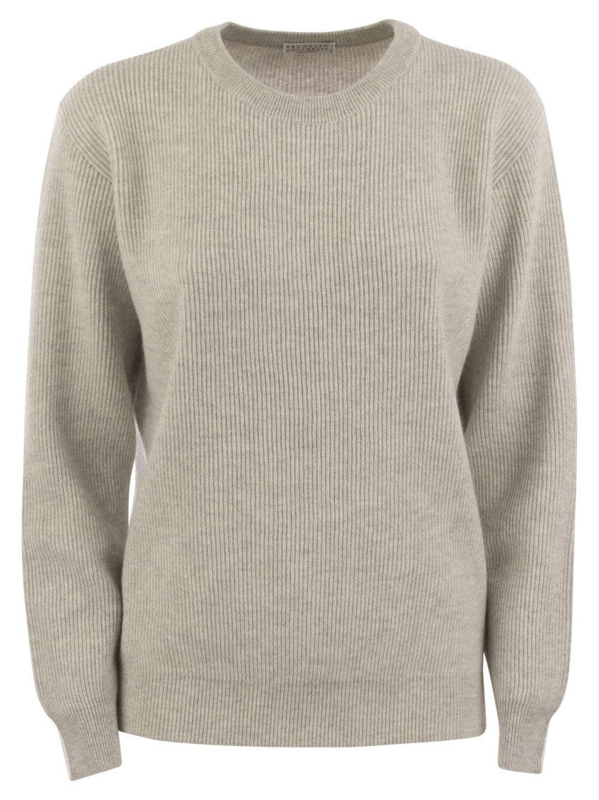 Brunello Cucinelli English Rib Cashmere Sweater With Monile