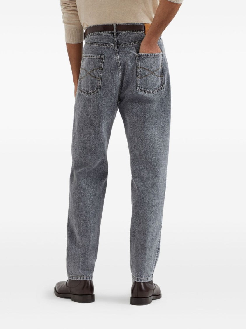Brunello Cucinelli Relaxed-Fit Trousers In Faded Grey Denim