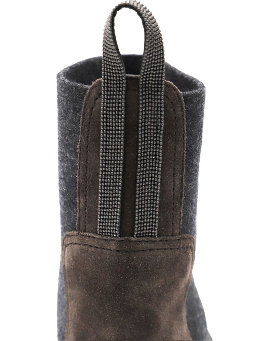Brunello Cucinelli Cedar Brown Flat Shoes With Elasticated Side Panels And Rubber Sole