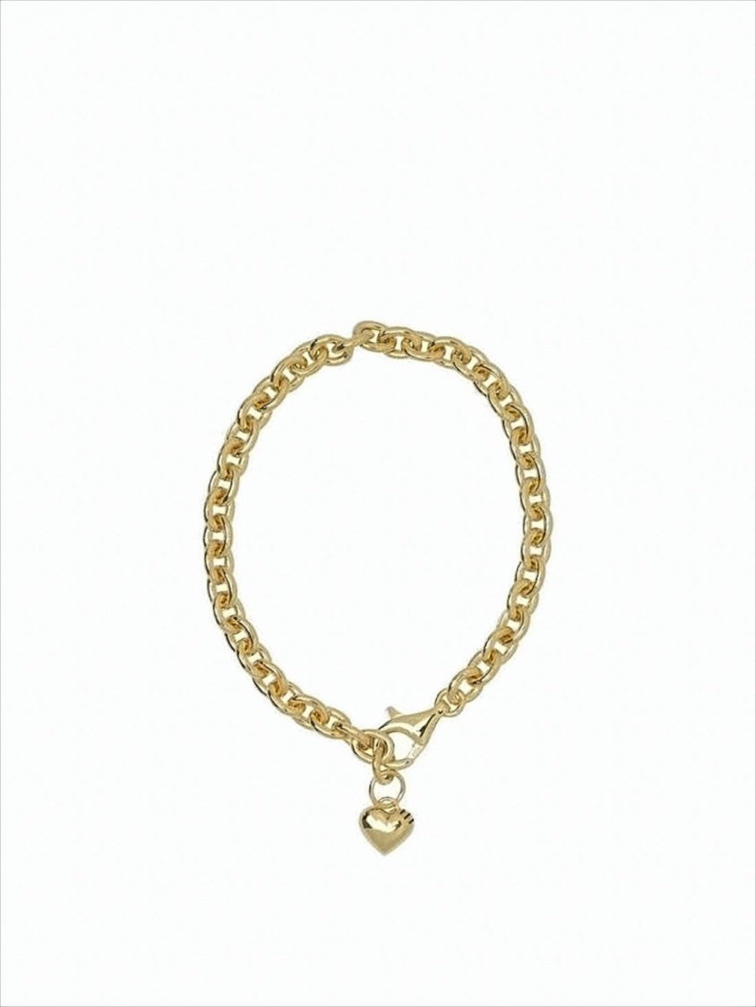 Humanmade Polished Silver Chain Bracelet With Heart Charm