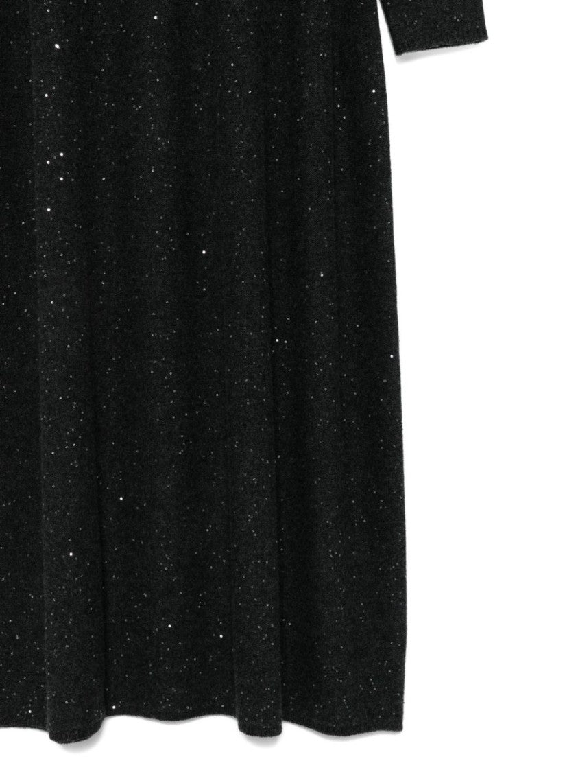 Antonelli Knee-Length Black Dress With High Neckline