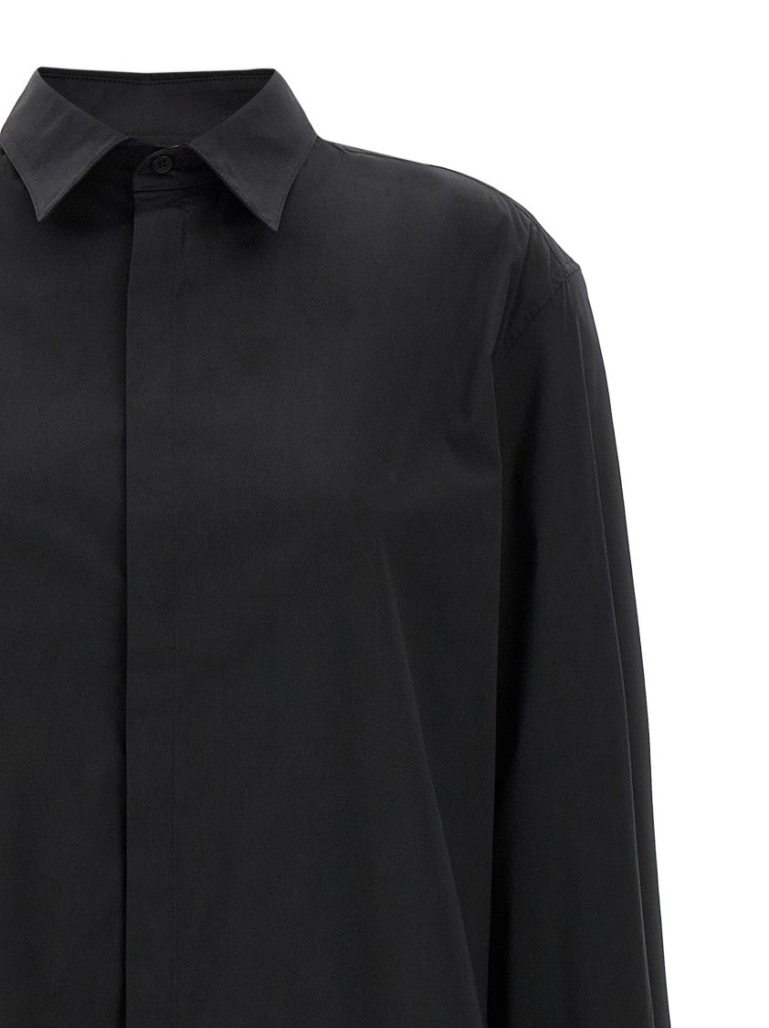 Y-3 Asymmetrical Hem Cotton Blend Chemisier Dress