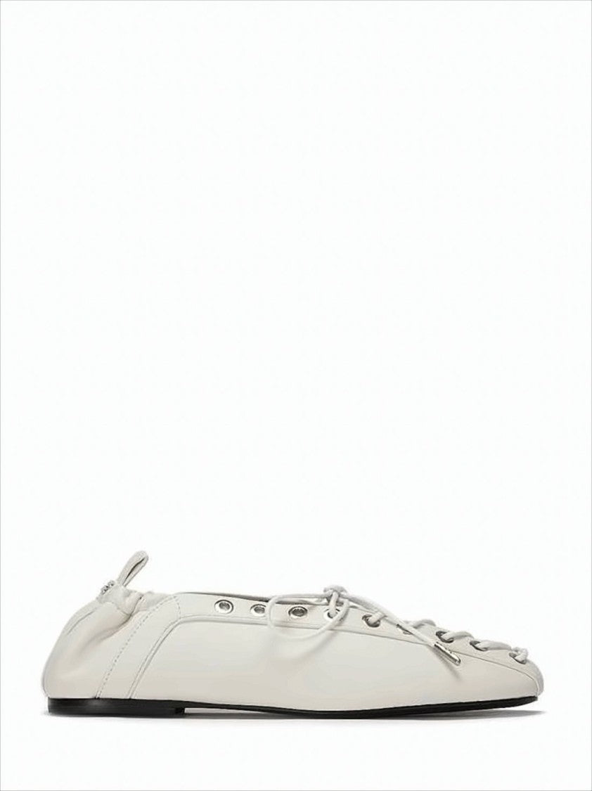 Ganni Pointed Toe Flat Shoes With Lace-Up Detailing
