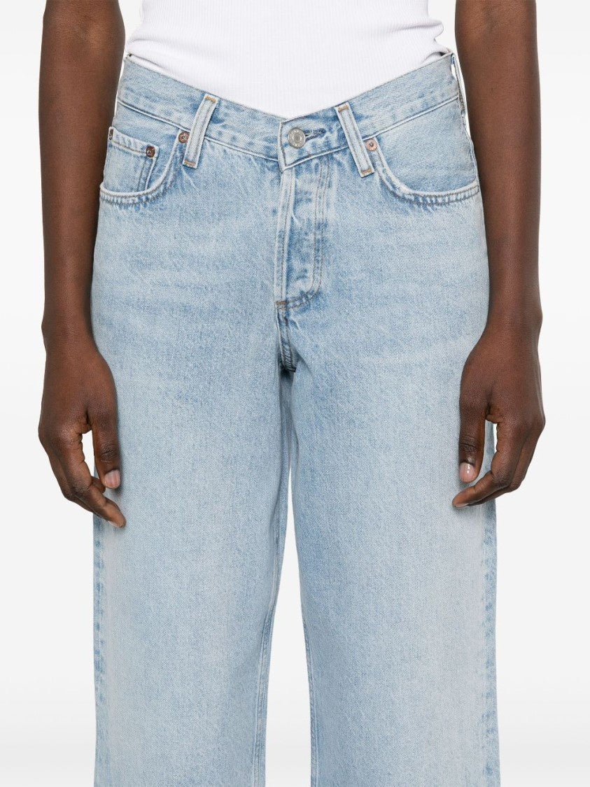 Agolde Wide-Leg Light Blue Jeans With Concealed Fly And Classic 5-Pocket Design