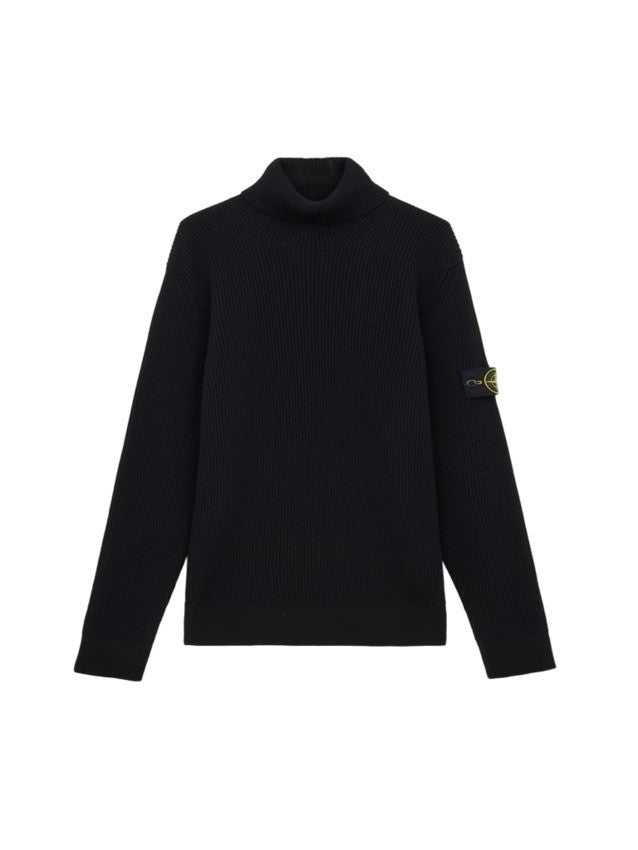 Stone Ribbed Knit Turtleneck Sweater