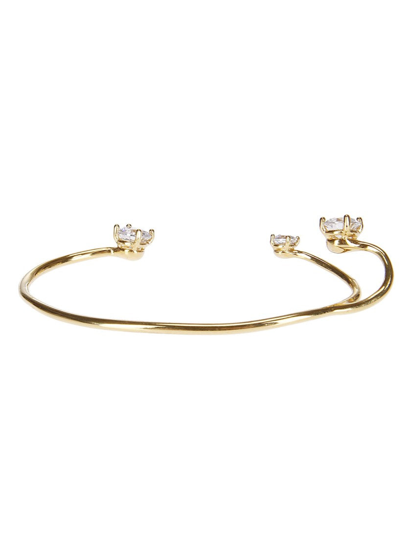 Panconesi Curved Silver Earring With Zircon Accents