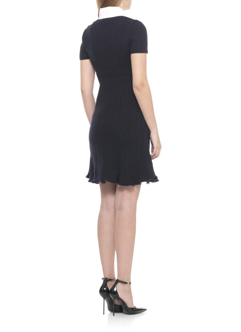 Self-Portrait Contrast Collar Knit Mini Dress