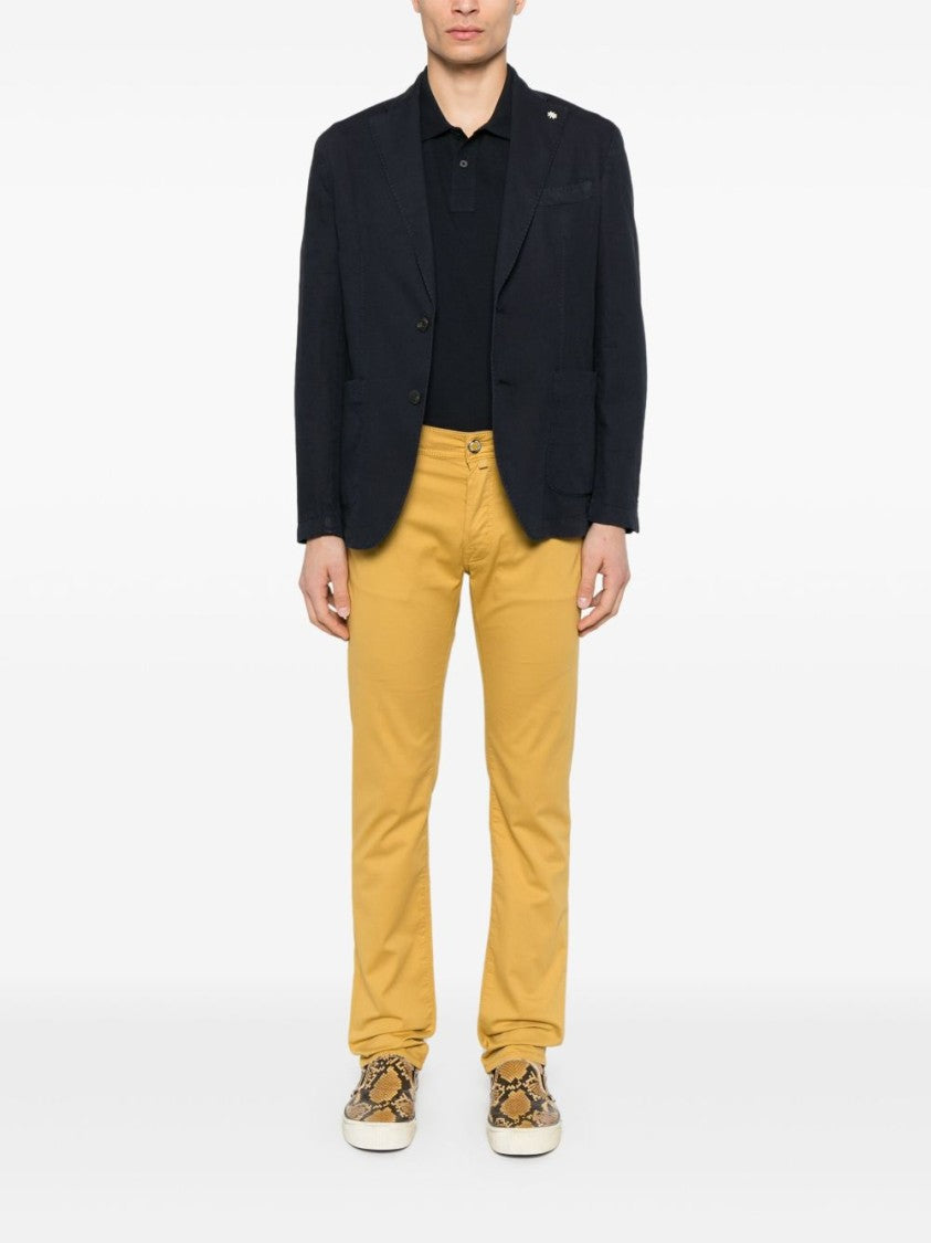 Manuel Ritz Navy Blue Single-Breasted Blazer With English Rear Vents