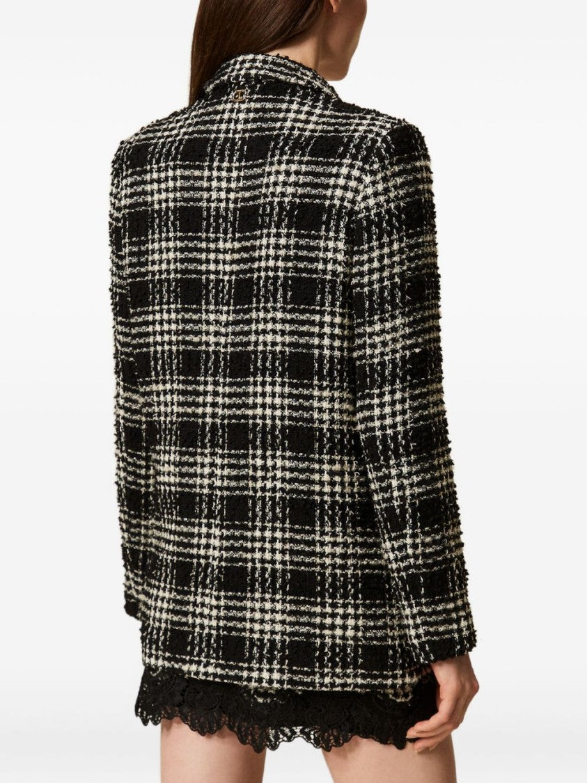 Twin-Set Double-Breasted Checkered Jacket