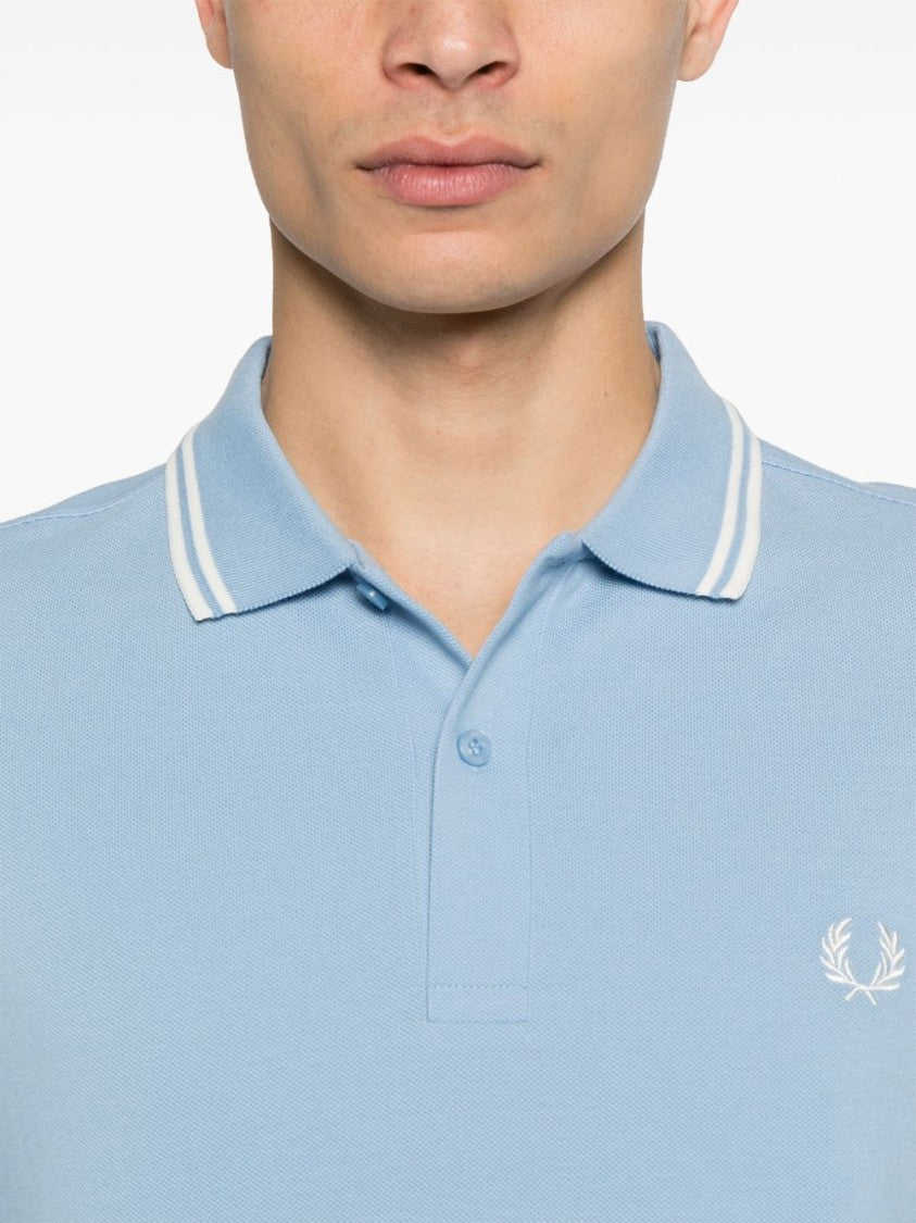 Comme Des Garçons Sporty Contrast-Striped Blue Polo Shirt
