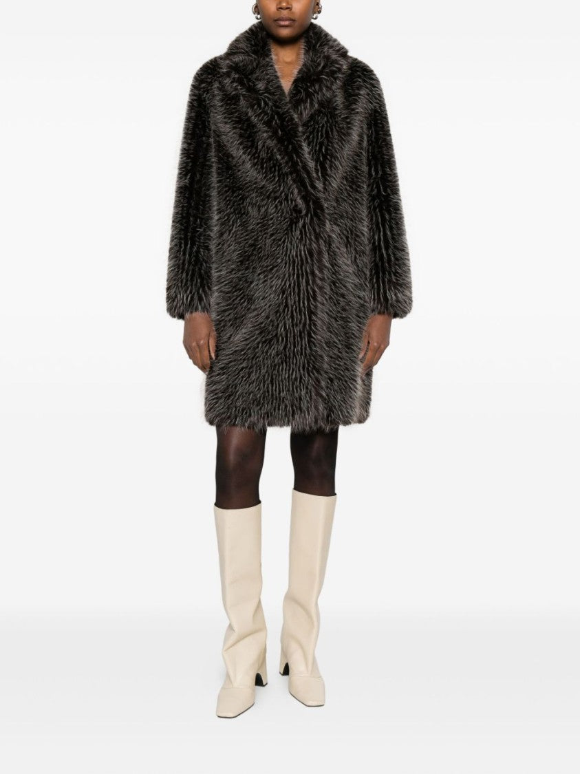 Valentini 1972 Brown Faux Fur Overcoat With Relaxed Silhouette