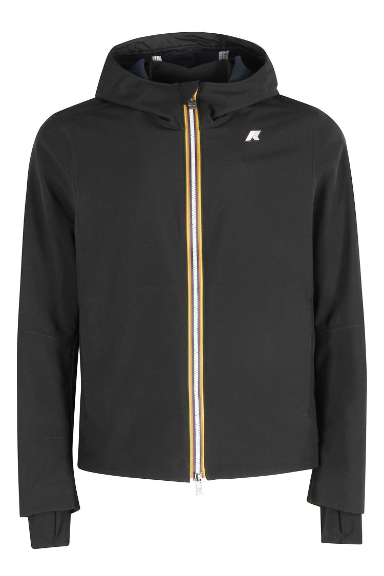 K-Way Fitted Black Water-Repellent Jacket With Adjustable Hem And Fleece Interior