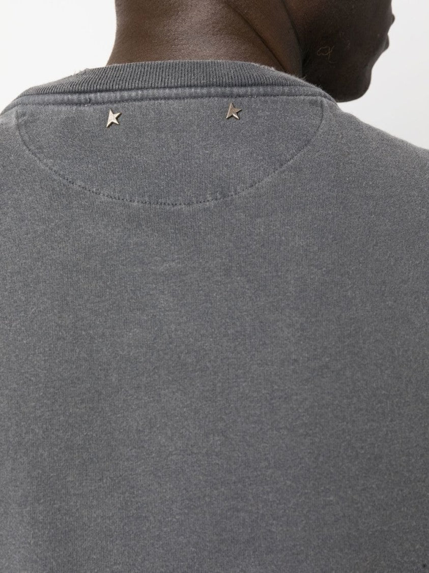 Golden Goose Distressed Grey Cotton T-Shirt