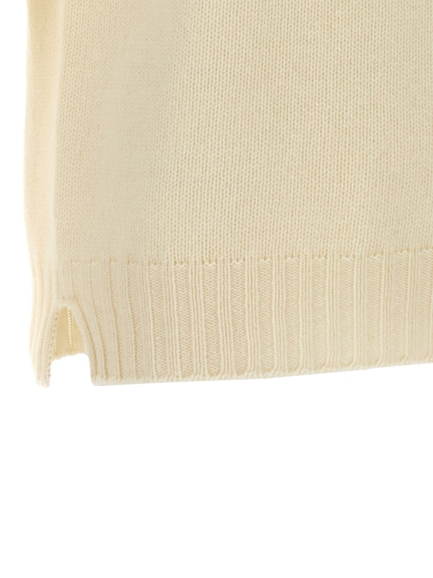 Ma'ry'ya Textured Knit Wool Blend Sweater With Turned-Up Turtleneck