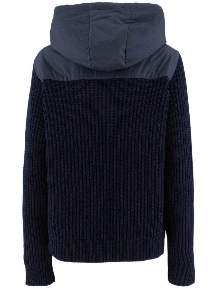 Le Tricot Perugia Cropped Blue Padded Jacket