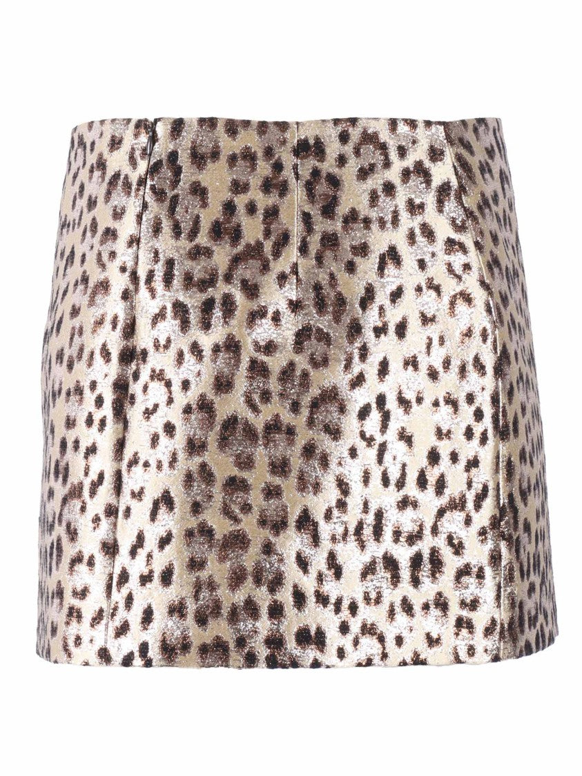 P.A.R.O.S.H. Shiny Leopard Print Mini Skirt