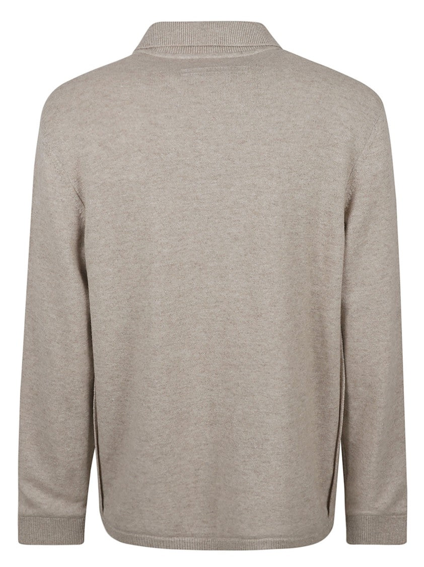 Zegna Beige Textured Button-Up Coat With Collared Neckline