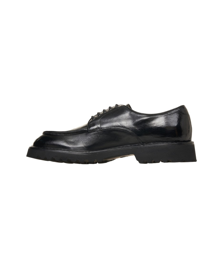 Green George Lace-Up Shoes With Rounded Oxford Silhouette
