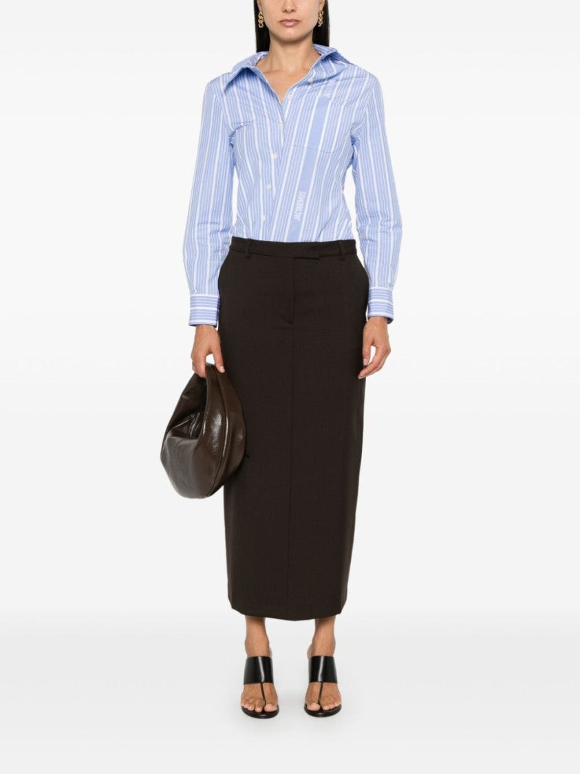 Officine Generale Coffee Brown Wool Skirt
