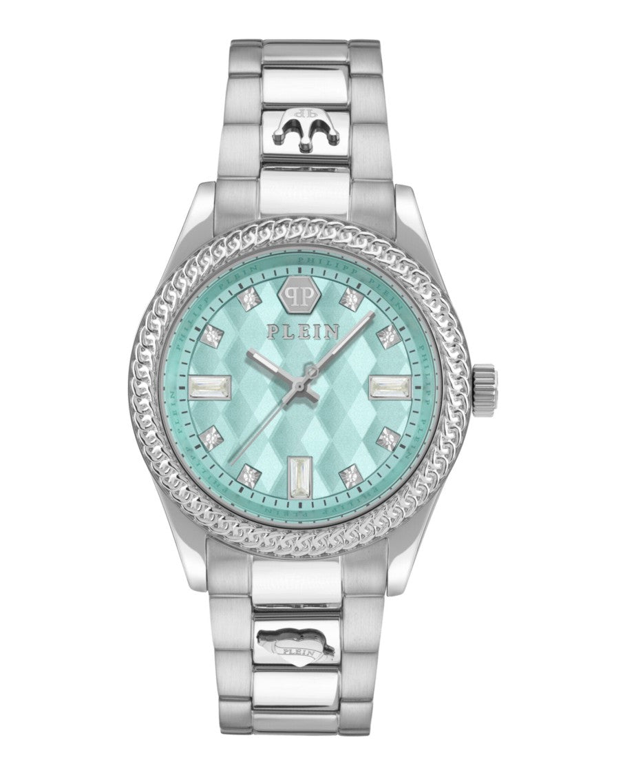 Philipp Plein 38Mm Stainless Steel Watch With Blue Guilloche Dial