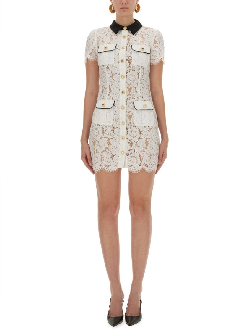 Self-Portrait Intricate Lace Mini Dress With Scalloped Hem