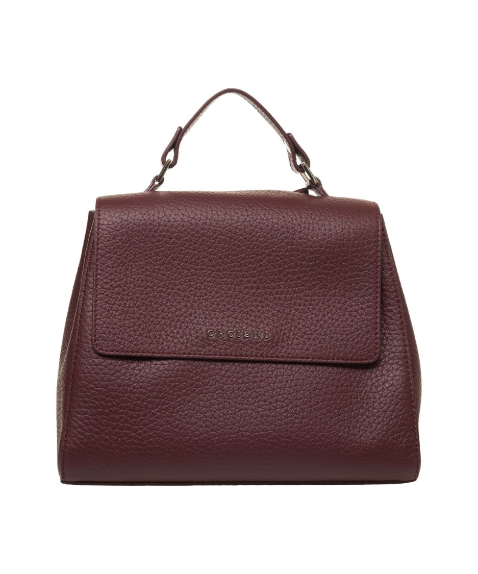 Orciani Trapezoidal Red Leather Handbag With Detachable Strap