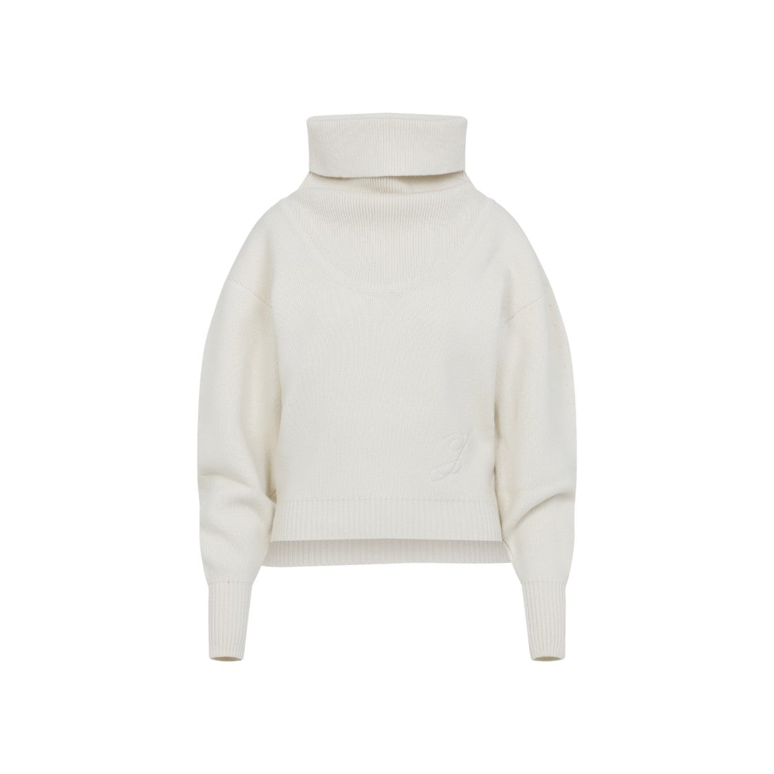 Jacquemus White Wool-Cashmere Blend Sweater With High Turtleneck