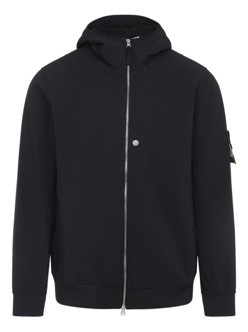 Stone Island Casual Black Jacket With Fitted Hood