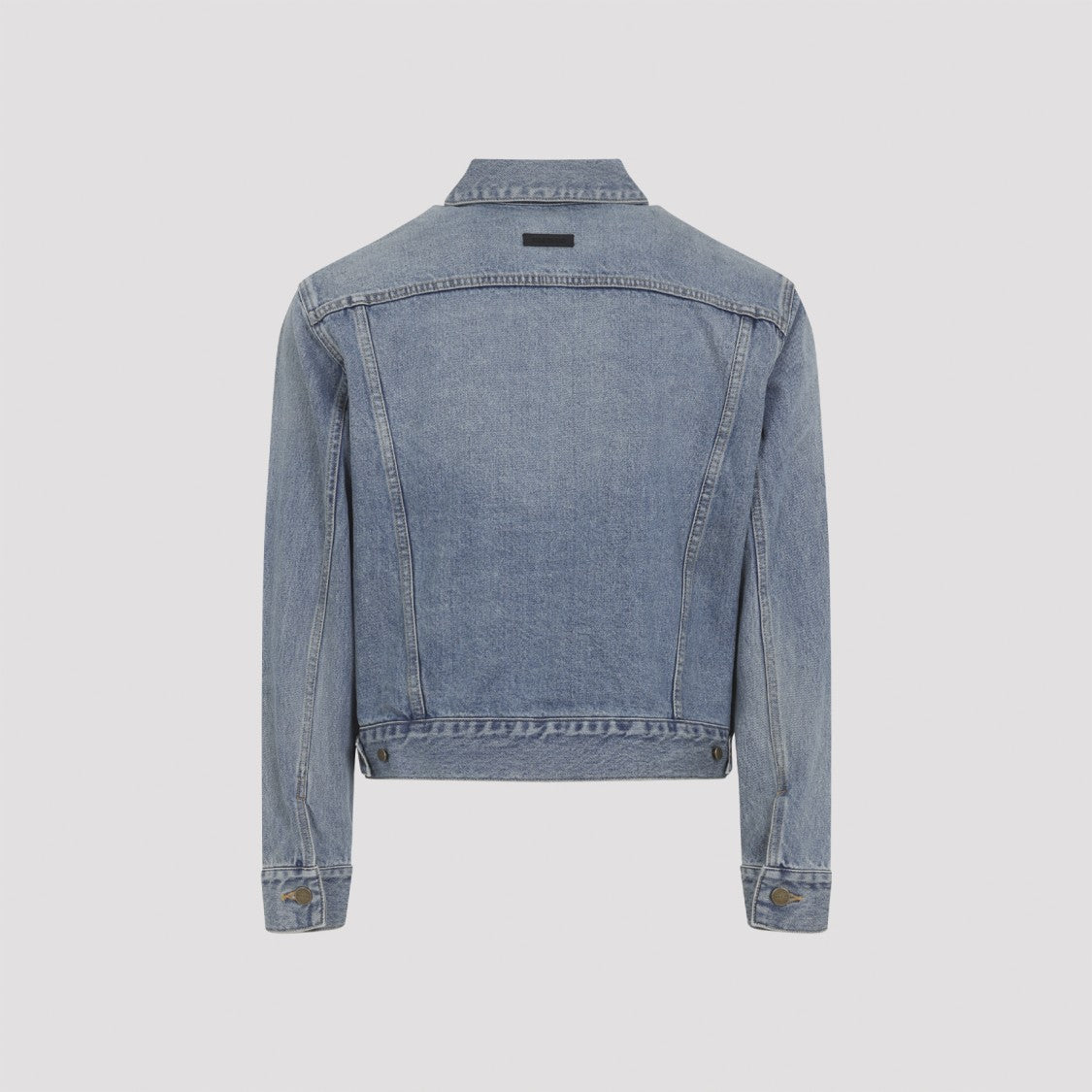 Fear Of God Light Blue Denim Jacket With Button-Up Front And Vintage Finish