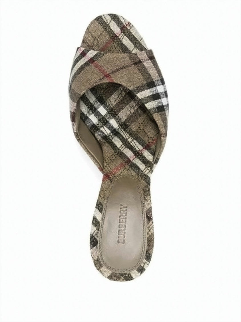 Burberry Open-Toe Pumps With Classic Plaid Pattern
