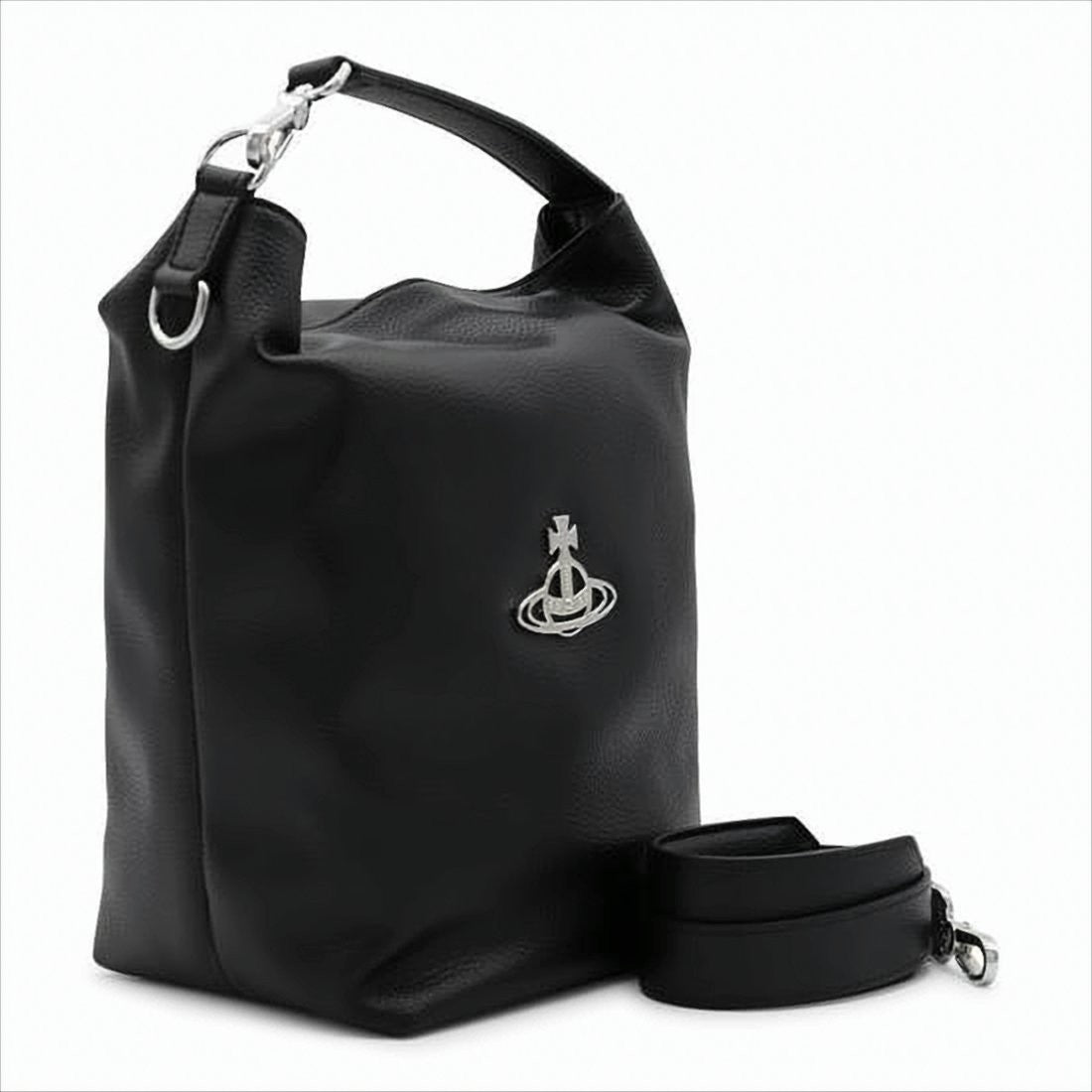Vivienne Westwood Structured Black Synthetic Leather Tote Bag