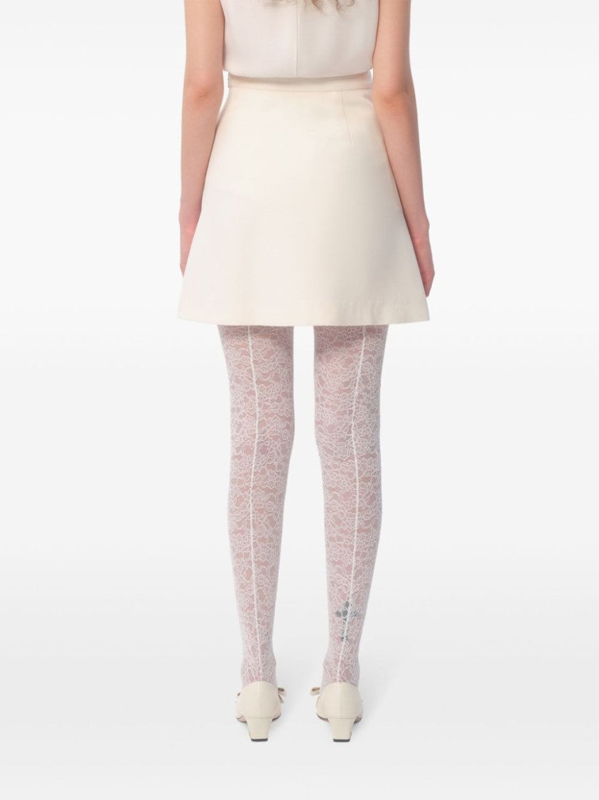 Valentino Flared White Wool-Silk Blend Couture Skirt