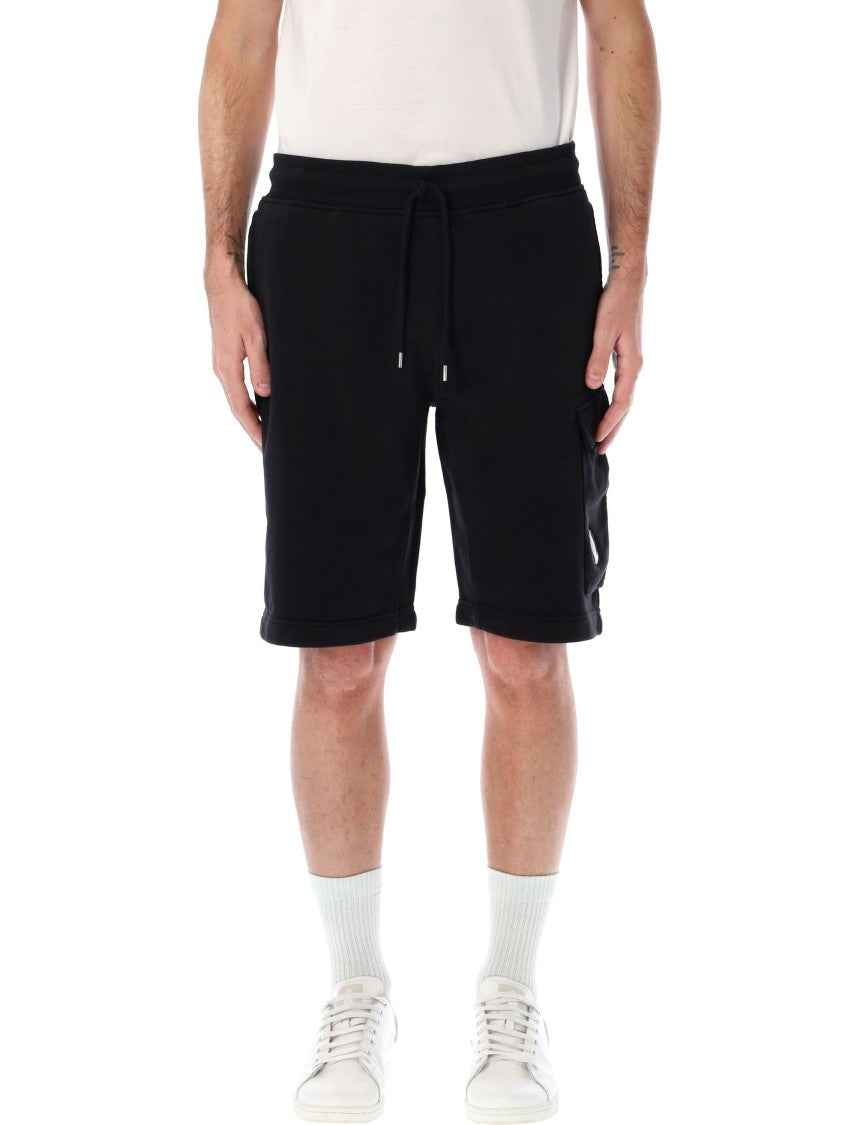 C.P. Company Cotton Diagonal Fleece Logo Shorts