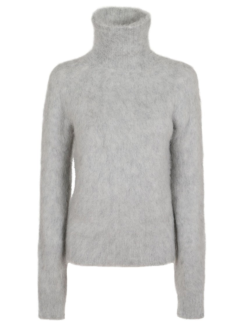 Max Mara Mock Neck Sweater In Alpaca Blend Yarn With Slim Fit