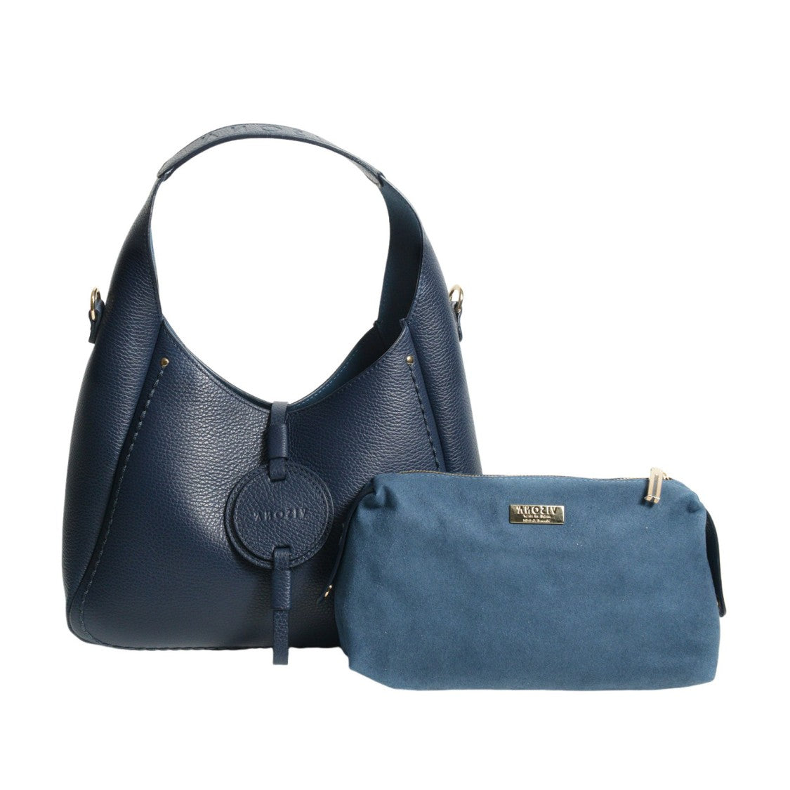 Plinio Visona' Textured Leather Shoulder Bag
