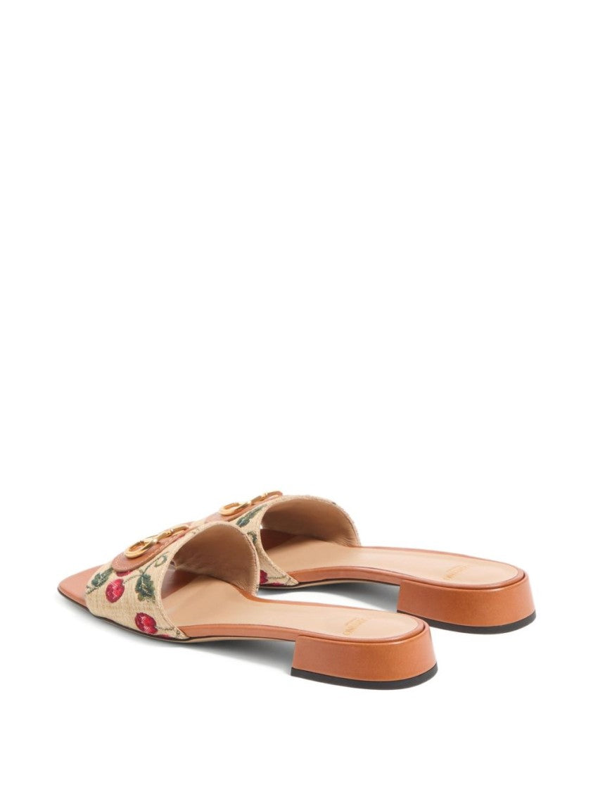 Valentino Garavani Vlogo Cherrifique Slides With Cherry Print And Block Heel